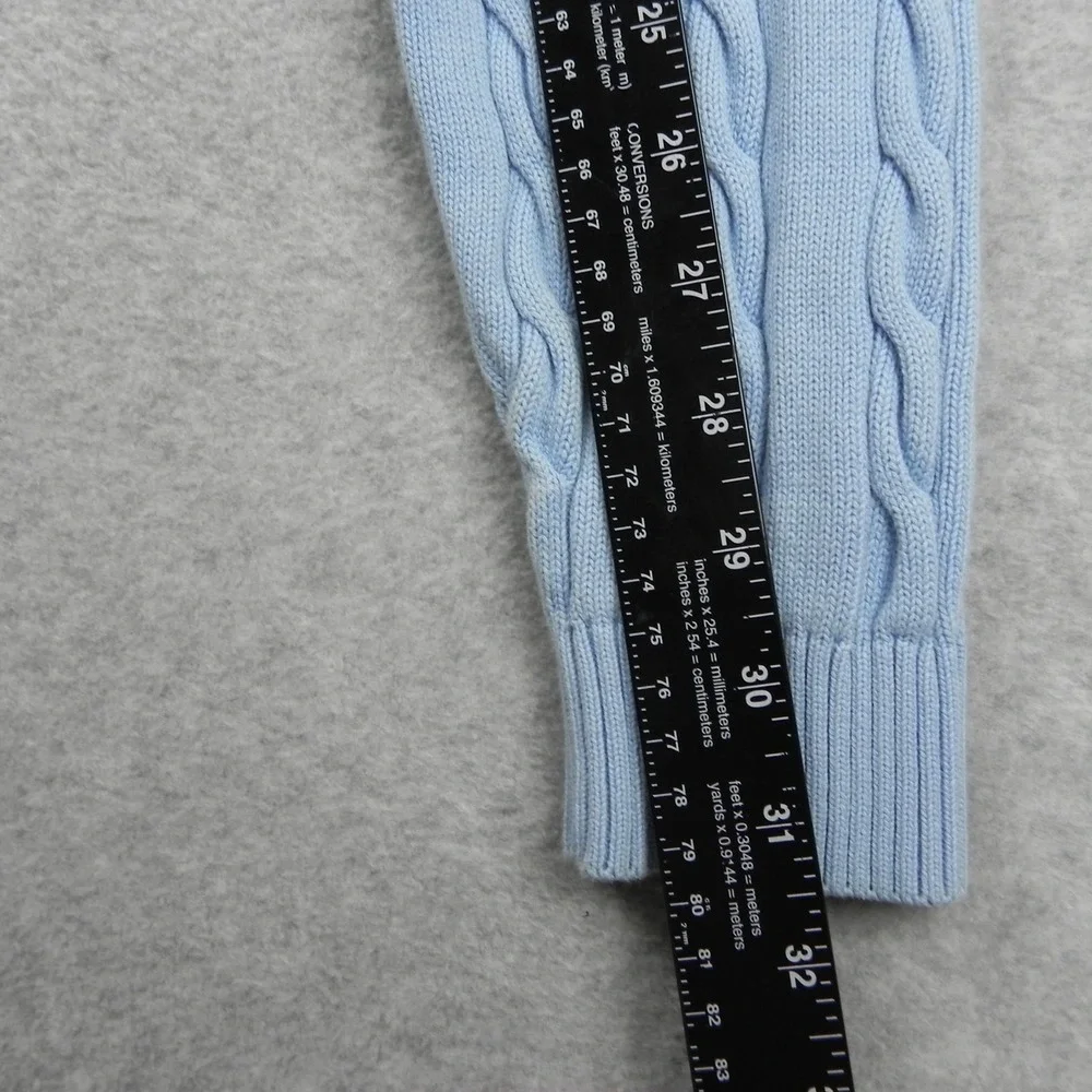 Roundtree & Yorke Sweater Mens Large Pullover Cable Knit Cotton Blue Long Sleeve